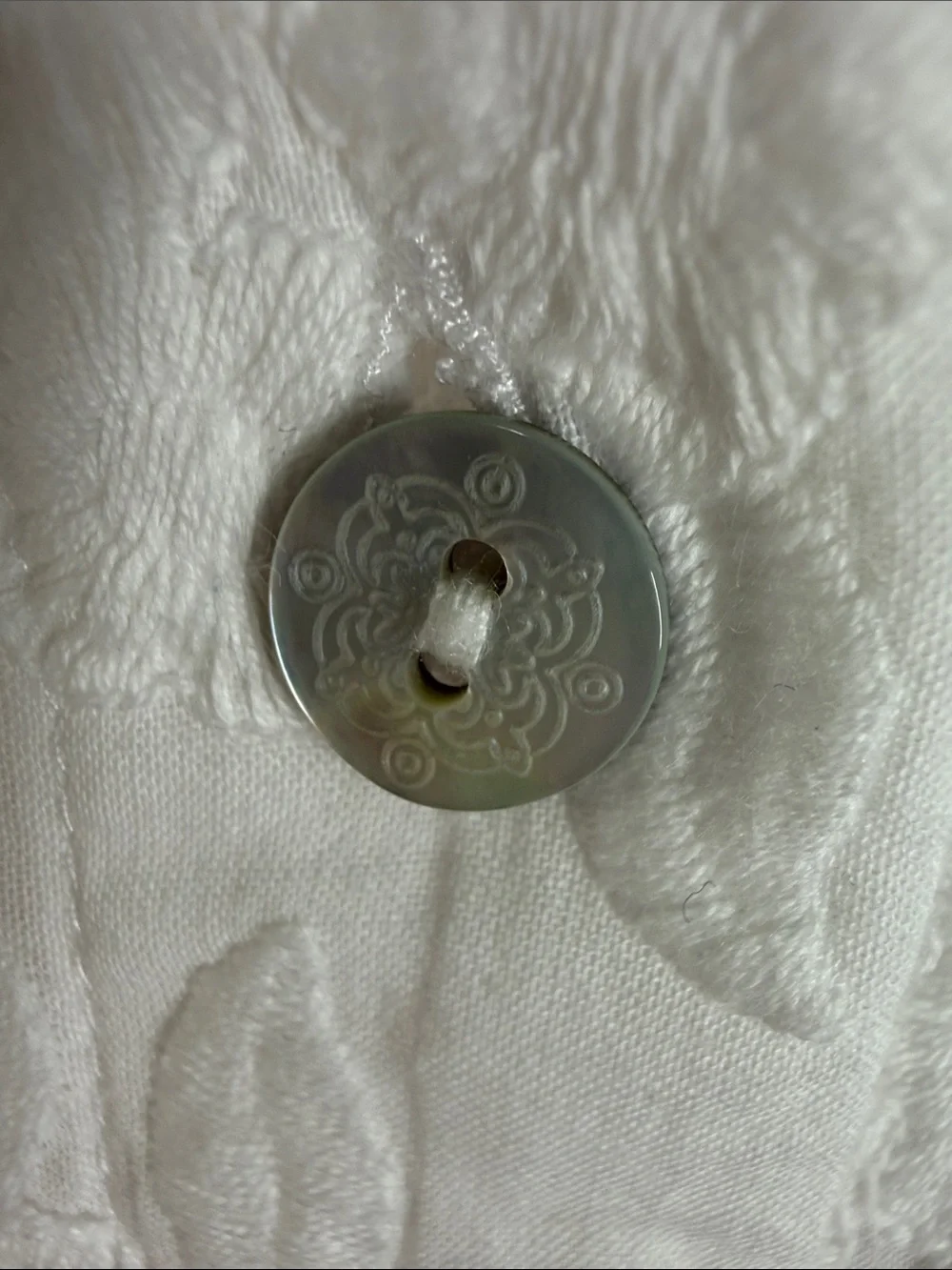 J Jill white cotton fully embroidered floral button front blouse size large